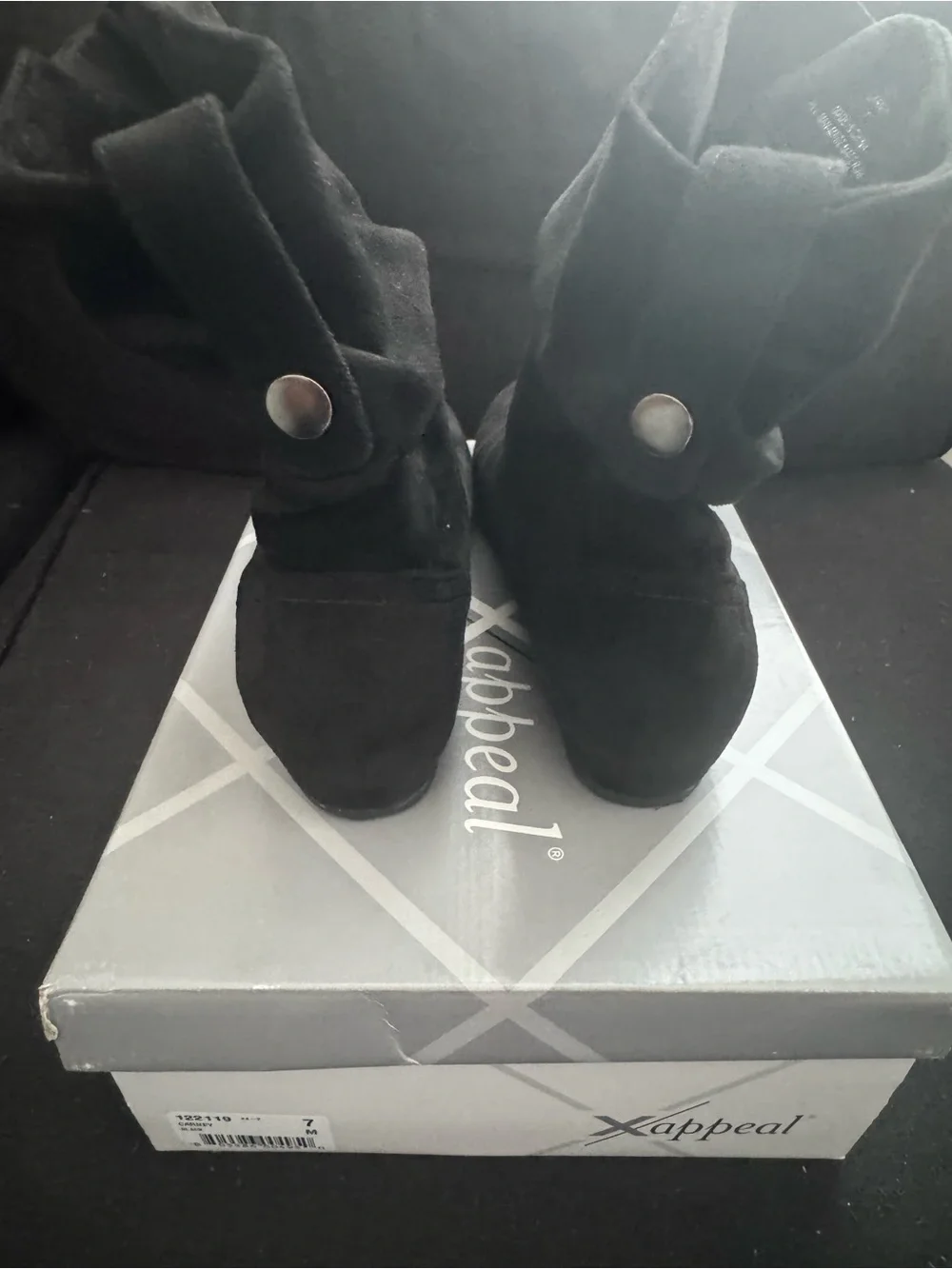 Xappeal Black Suede-Look Mid-Calf Ankle Booties